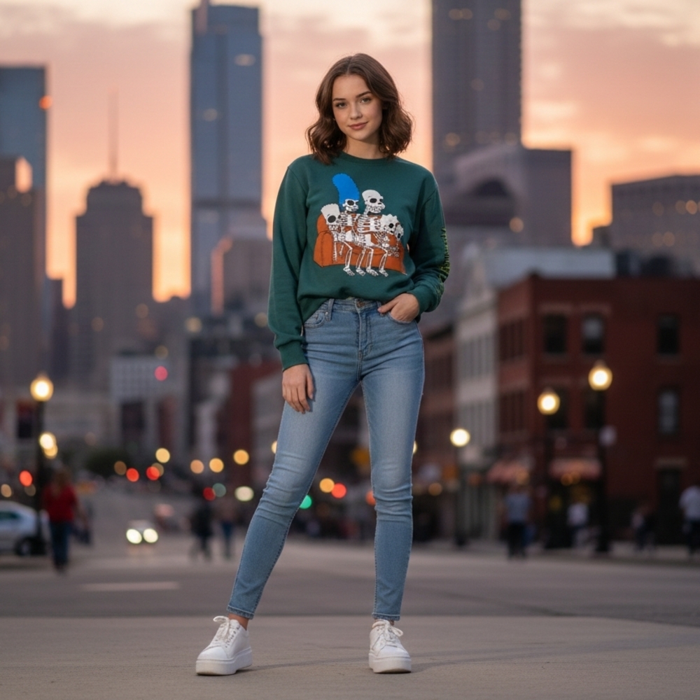 The Simpsons TREEHOUSE OF HORROR Graphic Unisex Sweater - Green